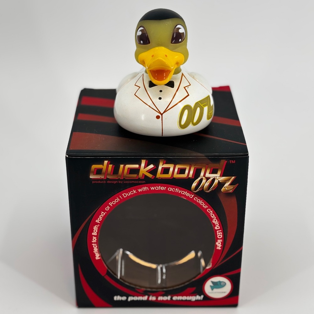 Locomocean‎ Duck Bond 007 Rubber Duck White Gold LED Glow Bath Toy